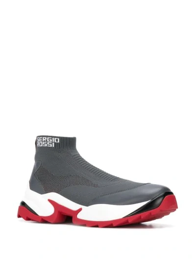 Shop Sergio Rossi Extreme Sock Style Sneakers In Grey