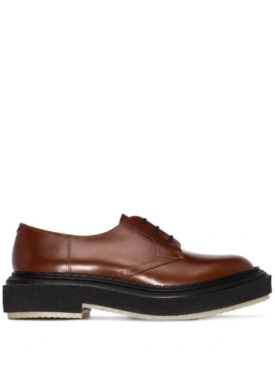 Shop Adieu Type 135 Leather Derby Shoes In Brown