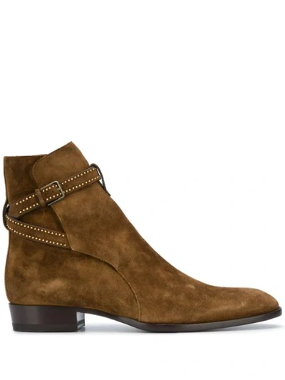 Shop Saint Laurent Wyatt Boots In Brown