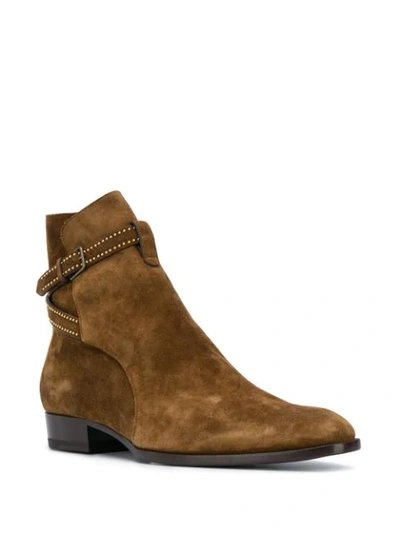 Saint Laurent Wyatt 40 Jodhpur Suede Boots In Brown