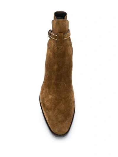 Shop Saint Laurent Wyatt Boots In Brown