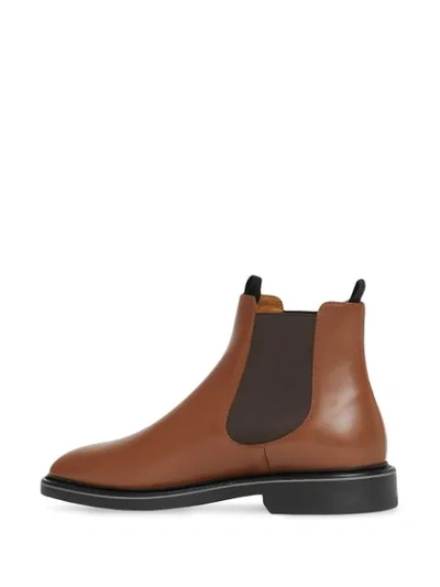 Shop Burberry Logo-detail Chelsea Boots In Brown