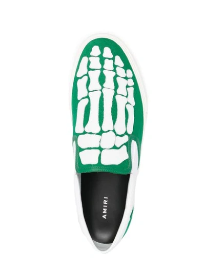 Shop Amiri Skeleton-print Slip-on Sneakers In Green