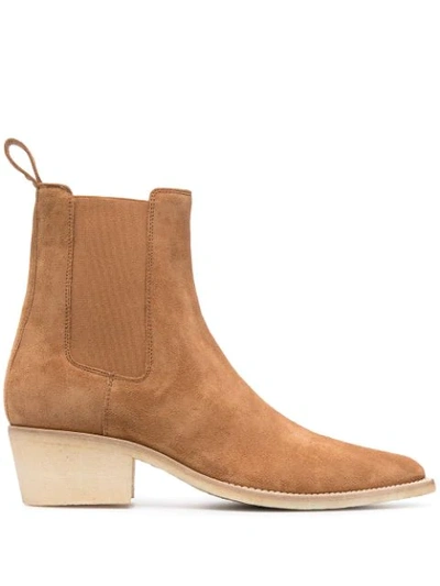 Shop Amiri Suede Pointed-toe Boots In Brown