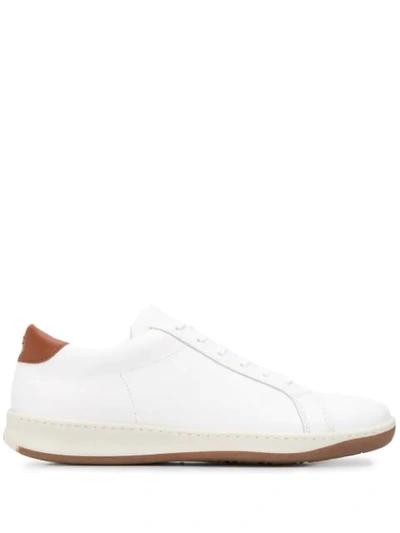 Shop Eleventy Contrasting Heel Sneakers In White
