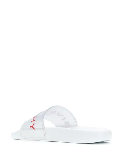 Shop Givenchy Paris Logo Print Slides In White