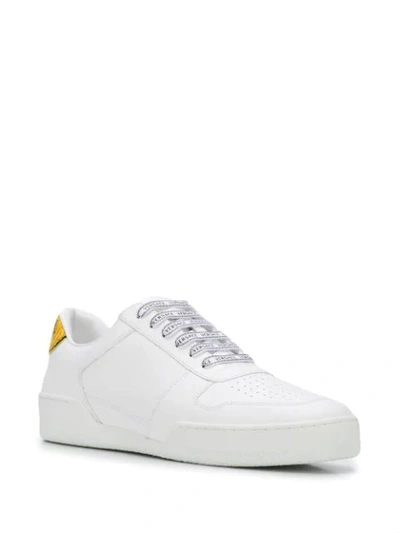 Shop Versace Logo Lace-up Sneakers In White