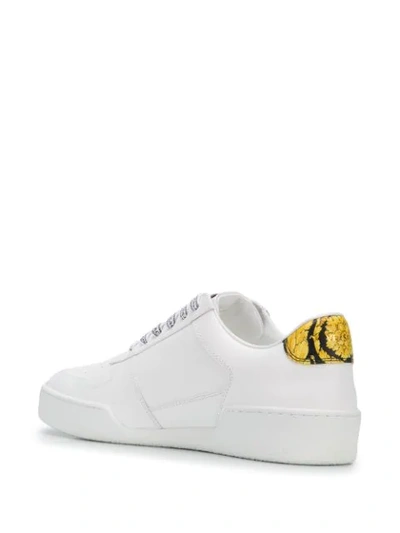 Shop Versace Logo Lace-up Sneakers In White