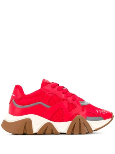 Versace Squalo Mixed Media Sneakers In Silver ModeSens