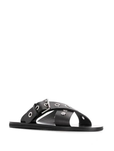 Shop Versace Eyelet Strap Sandals In Black