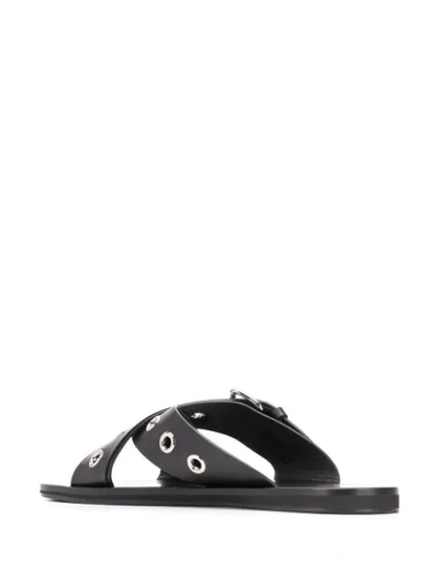 Shop Versace Eyelet Strap Sandals In Black