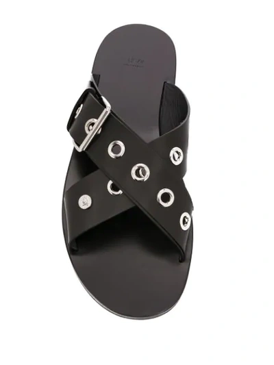 Shop Versace Eyelet Strap Sandals In Black