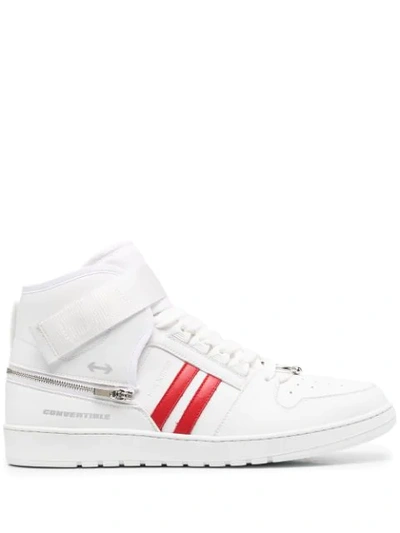 Shop Neil Barrett Stripe-detail High-top Sneakers In White