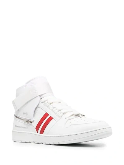 Shop Neil Barrett Stripe-detail High-top Sneakers In White