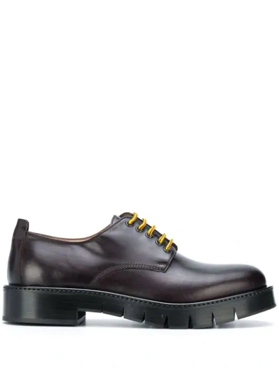 Shop Ferragamo Lace-up Leather Derby Shoes In Black