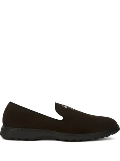 Shop Giuseppe Zanotti Kevin Suede Slippers In Black