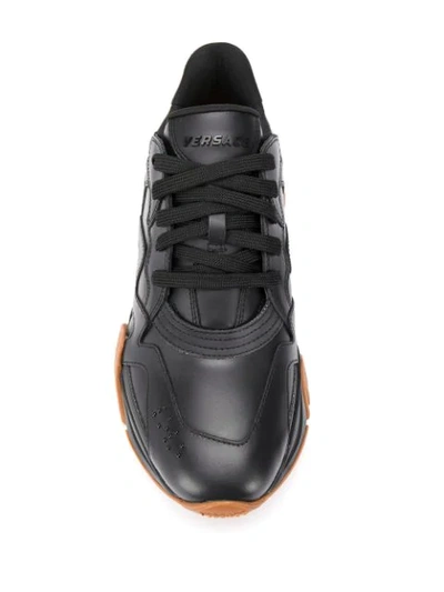 Shop Versace Low-top Flatform Sneakers In Black