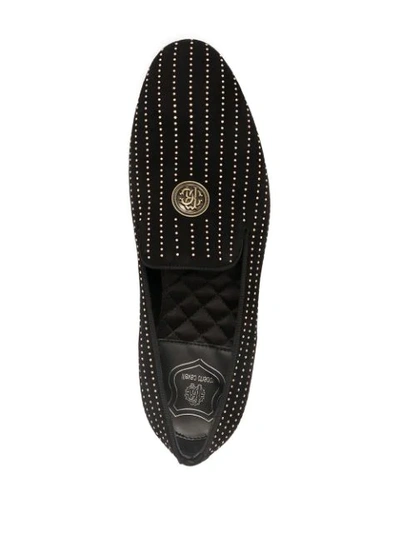 Shop Roberto Cavalli Rc Monogram Studded Loafers In Black