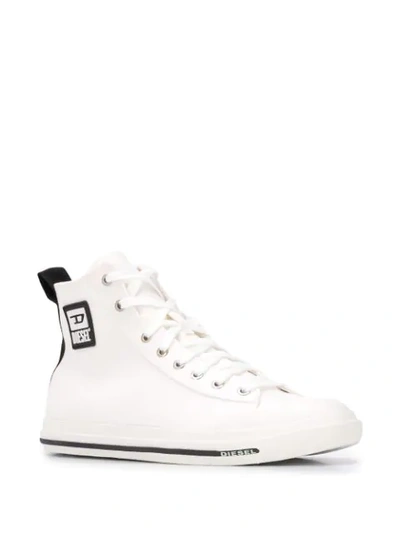 Shop Diesel High Top Logo Plaque Sneakers In White
