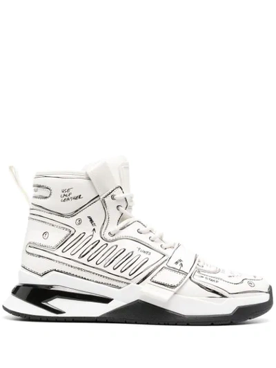 Shop Balmain Handwriting-print High-top Sneakers In White
