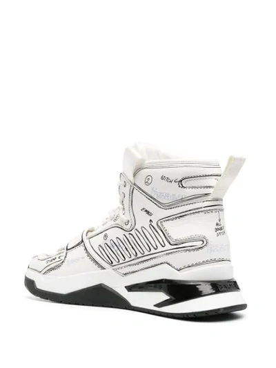 Shop Balmain Handwriting-print High-top Sneakers In White