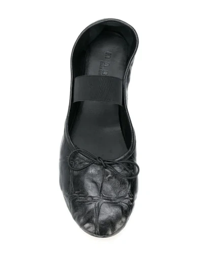 Shop Marni Croc-embossed Ballerinas In Black