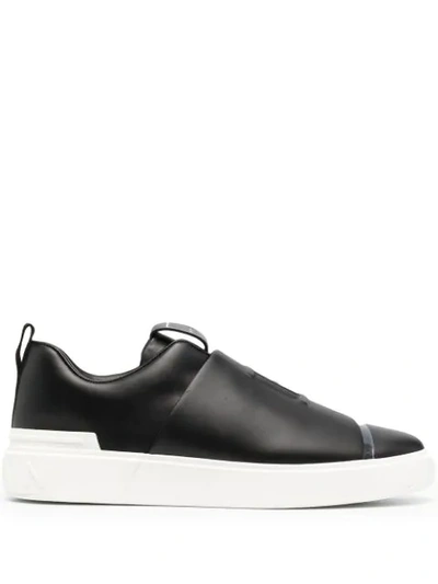 Shop Balmain B-court Easy Sneakers In Eab Black White