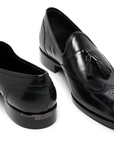 Shop Santoni Tassel-detail Leather Loafers In Black