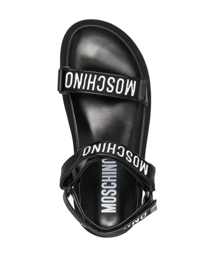 Shop Moschino Logo-tape Flat Sandals In Black