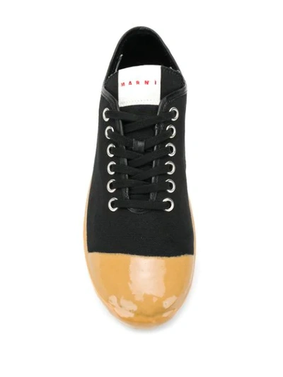 Shop Marni Low-top Canvas Sneakers In Black