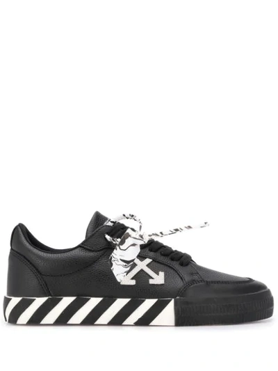 Off-white Black Leather Low Vulcanized Sneakers In Black