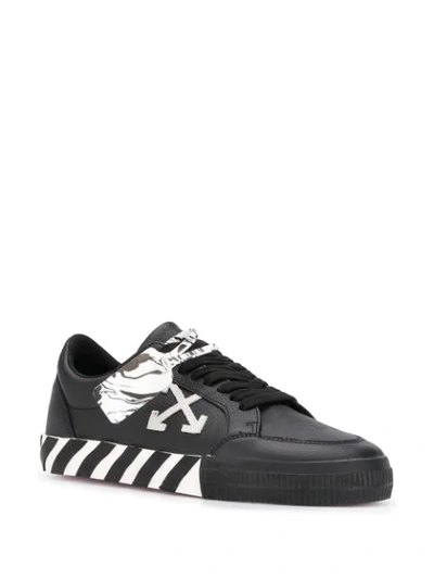 Off-white Black Leather Low Vulcanized Sneakers In Black