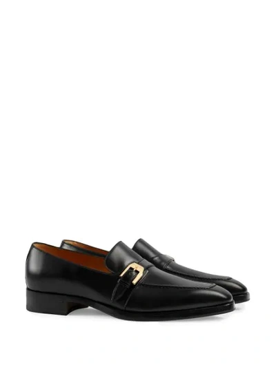 Shop Gucci Leather Monk Shoes In Black