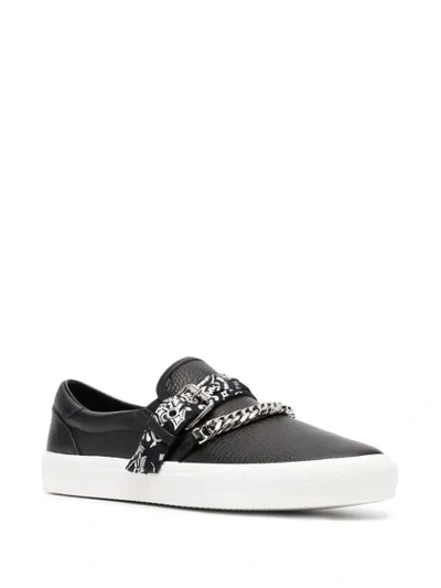 Shop Amiri Bandana Chain Slip-on Sneakers In Black