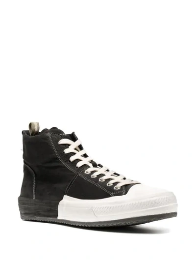 Shop Officine Creative Two-tone Leather High-top Sneakers In Black
