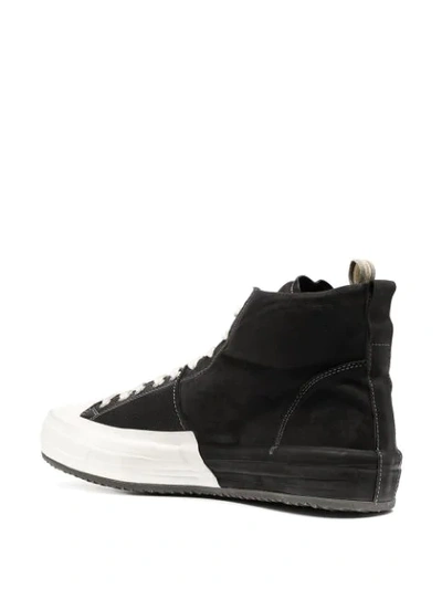 Shop Officine Creative Two-tone Leather High-top Sneakers In Black