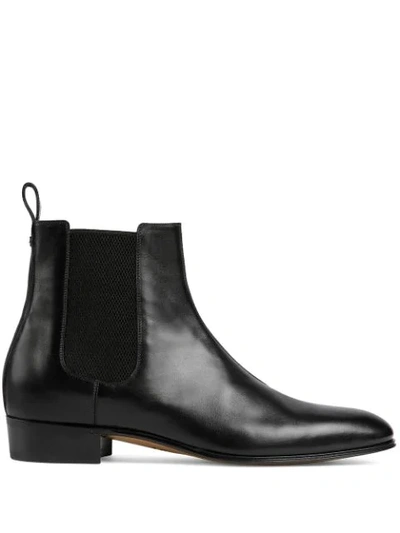 Shop Gucci Leather Ankle Boots In Black