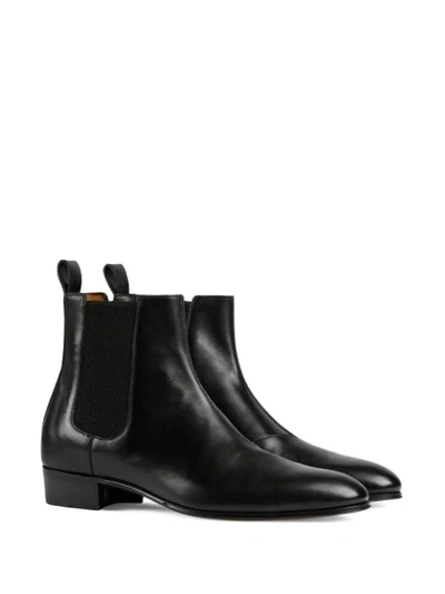 Shop Gucci Leather Ankle Boots In Black