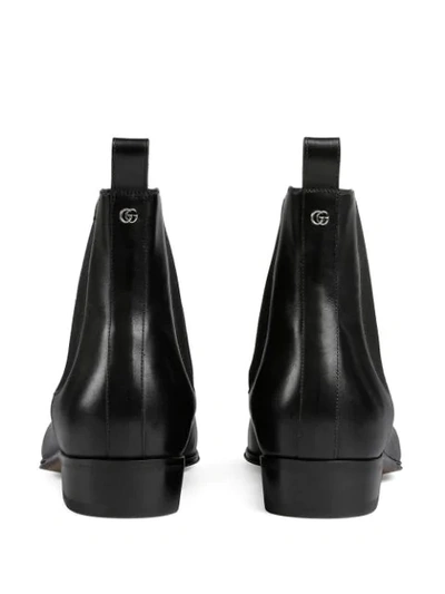 Shop Gucci Leather Ankle Boots In Black