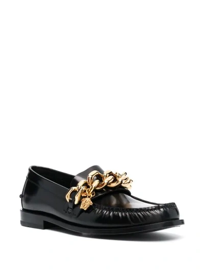 Shop Versace Oversized-chain Detail Loafers In Black