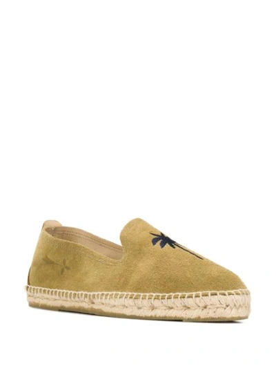 Shop Manebi Palm Tree Embroidered Espadrilless In Green