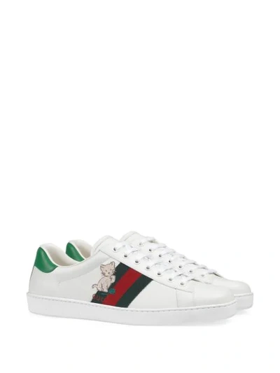 Shop Gucci Ace Embroidered Sneakers In White