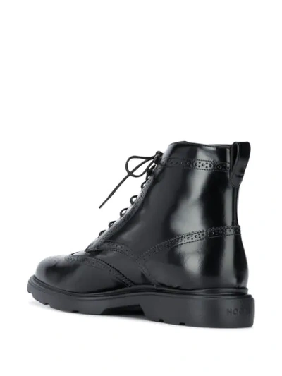 Shop Hogan Brogue Leather Ankle Boots In Black