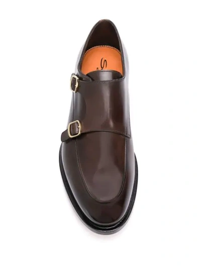 Shop Santoni Buckled Monk Shoes In Brown