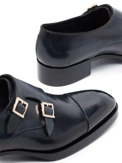 Shop Santoni Double-strap Leather Monk Shoes In Blue