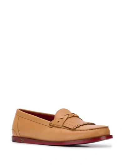 Shop Dolce & Gabbana Fringe Details Loafers In Brown