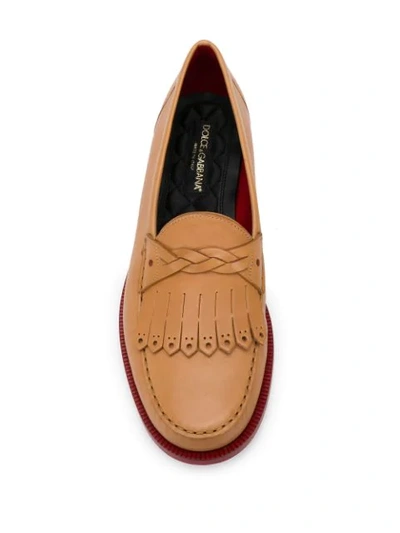 Shop Dolce & Gabbana Fringe Details Loafers In Brown