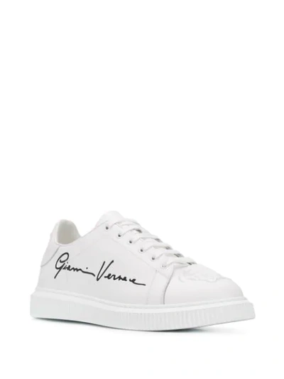 Shop Versace Nyx Medusa Leather Sneakers In White