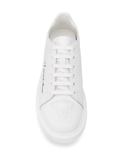 Shop Versace Nyx Medusa Leather Sneakers In White