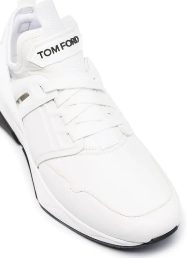 Shop Tom Ford Jago Leather Sneakers In White